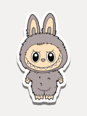 Grey Labubu Blush Sticker