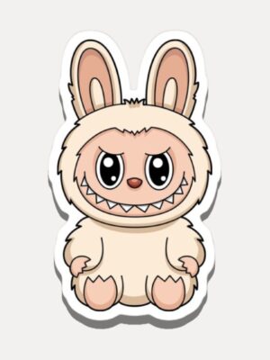 Cream Labubu Soymilk Sticker