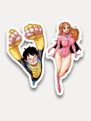 Luffy Nami Superhero Duo Sticker One Piece