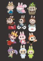 Labubu Character Sticker Sheet – Bunny Monster Vinyl Pack (A4)