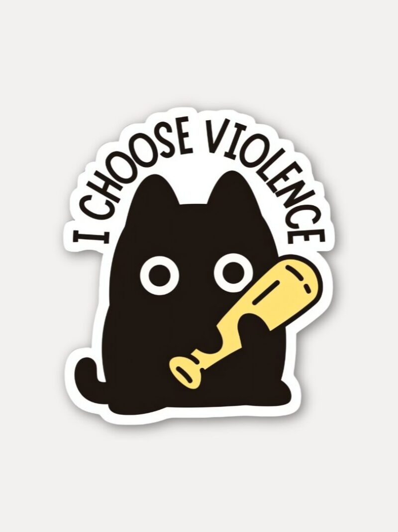 I Choose Violence Cat Sticker