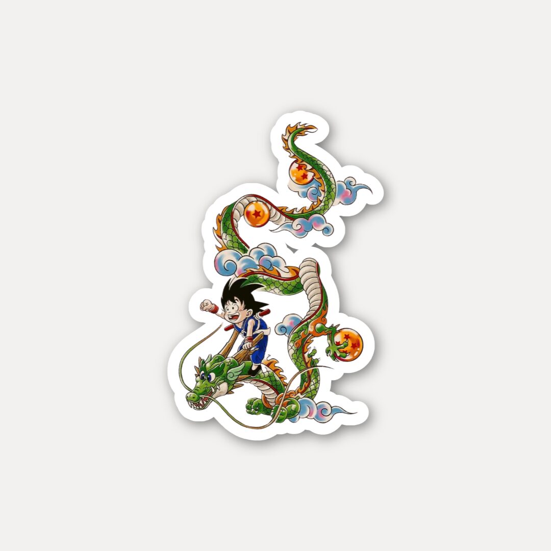 Kid Goku Riding Shenron Dragon Ball Sticker