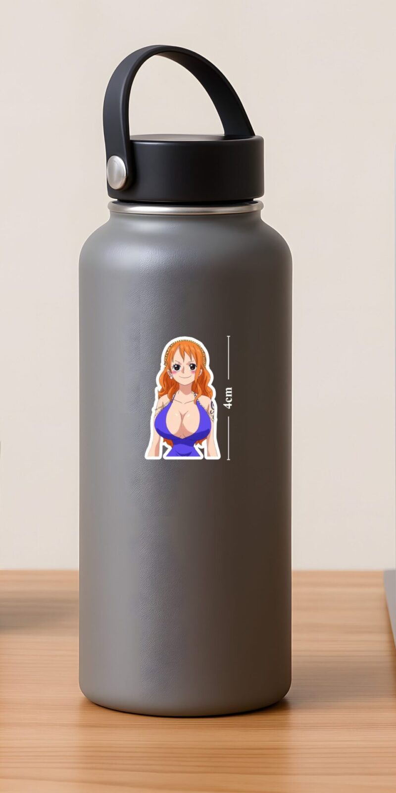 Nami One Piece Sticker with stylish blue dress design, premium matte vinyl with kiss cut edges for laptops, bottles, and cases.