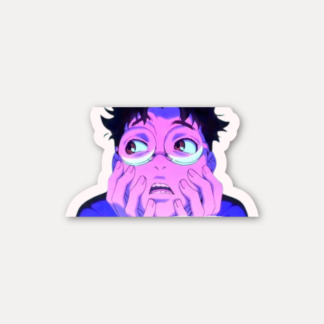 Okarun Scared Face Sticker Dandadan