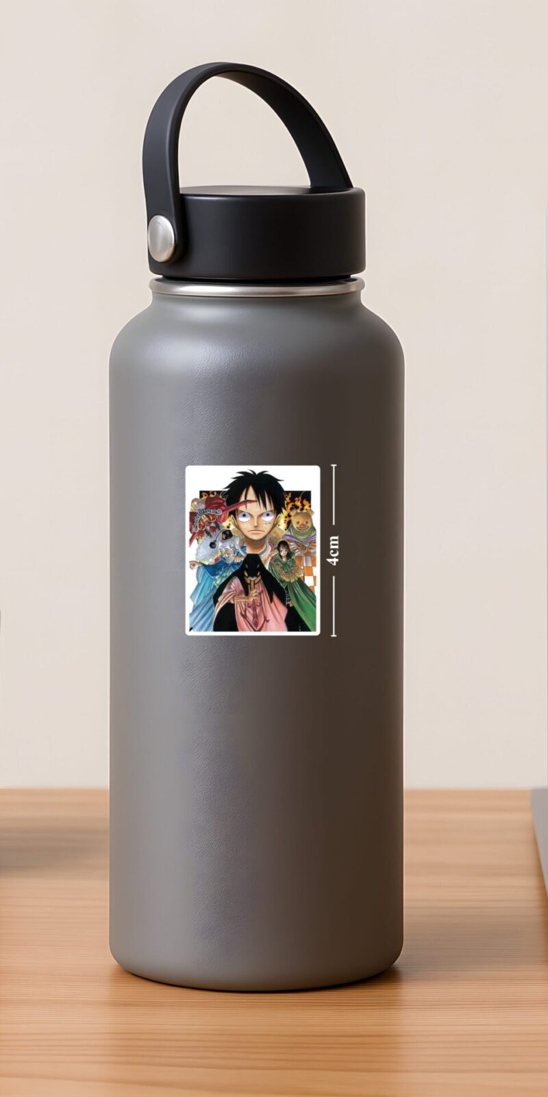 One Piece Luffy Villains Collage Sticker puts the Pirate King in the spotlight against iconic enemies. Matte vinyl for laptops, bottles, phone cases, and notebooks.