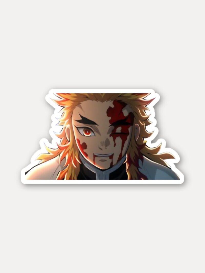 Rengoku Bloodied Smile Sticker - Still Burning Bright