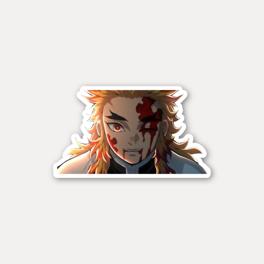 Rengoku Bloodied Smile Sticker - Still Burning Bright