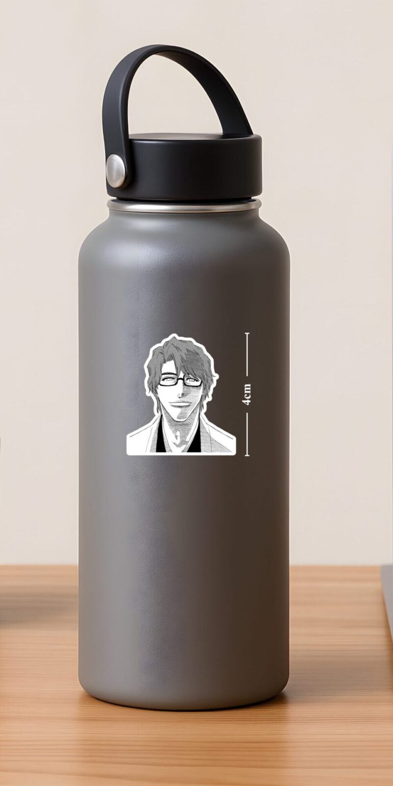 Sosuke Aizen Bleach Sticker with iconic villain artwork, durable matte vinyl and kiss cut edges for laptops, bottles, and cases.