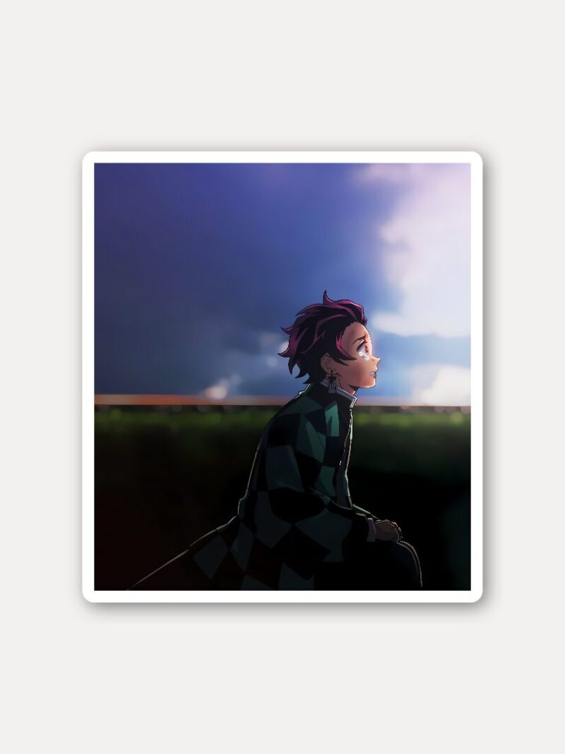 Tanjiro Kamado Reflective Sunset Sticker - Demon Slayer Vinyl Art