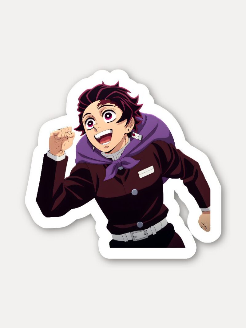 Tanjiro School Uniform Sticker - Happy Anime Character Vinyl