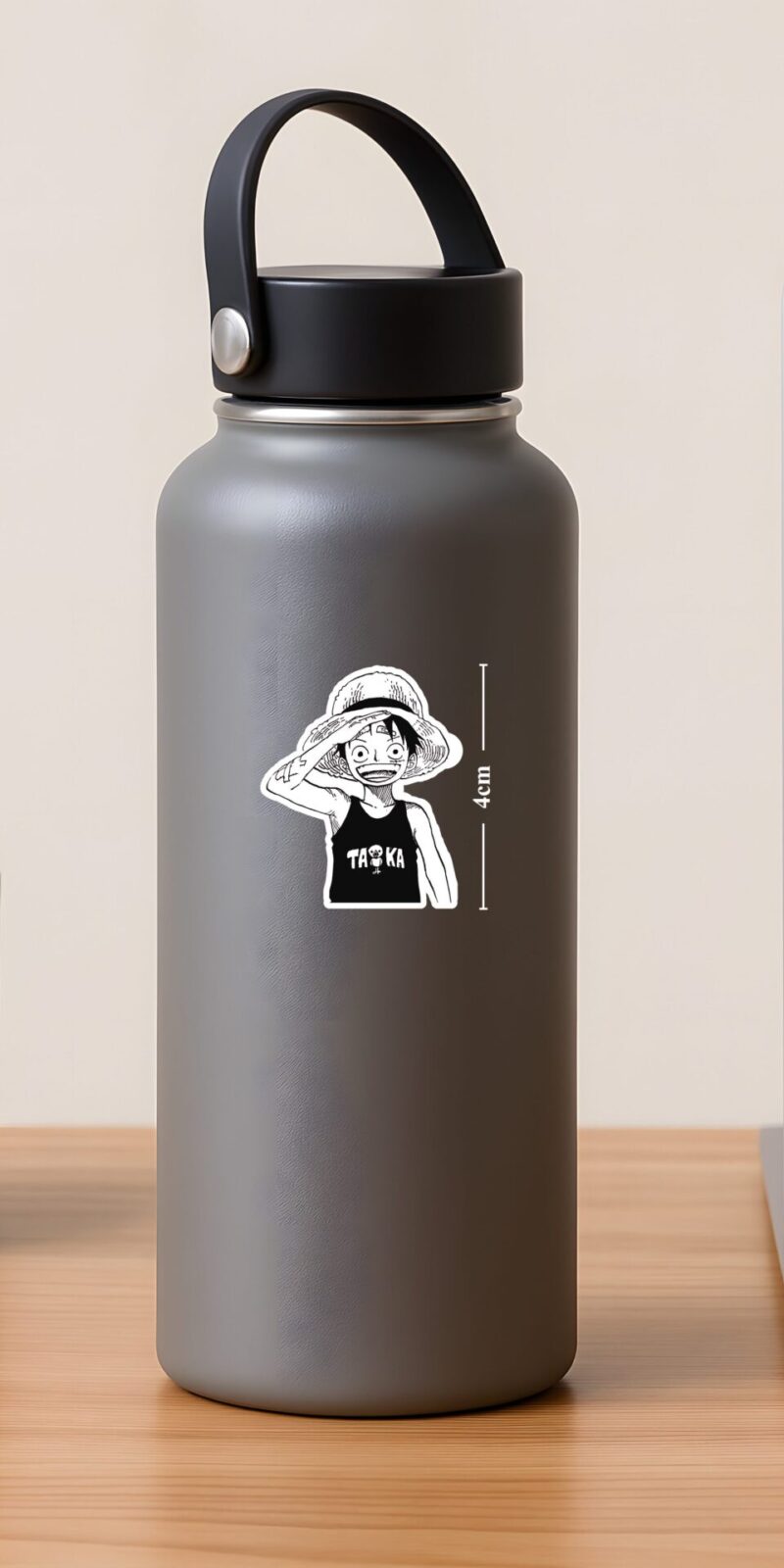 Celebrate the Young Luffy Straw Hat Salute Sticker. A fun One Piece vinyl design perfect for laptops, bottles, and notebooks.