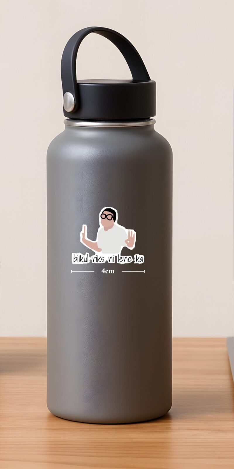 Shop the Bilkul Risks Ni Lene Ka Sticker and add desi meme humor to your essentials. Durable vinyl for laptops and bottles.