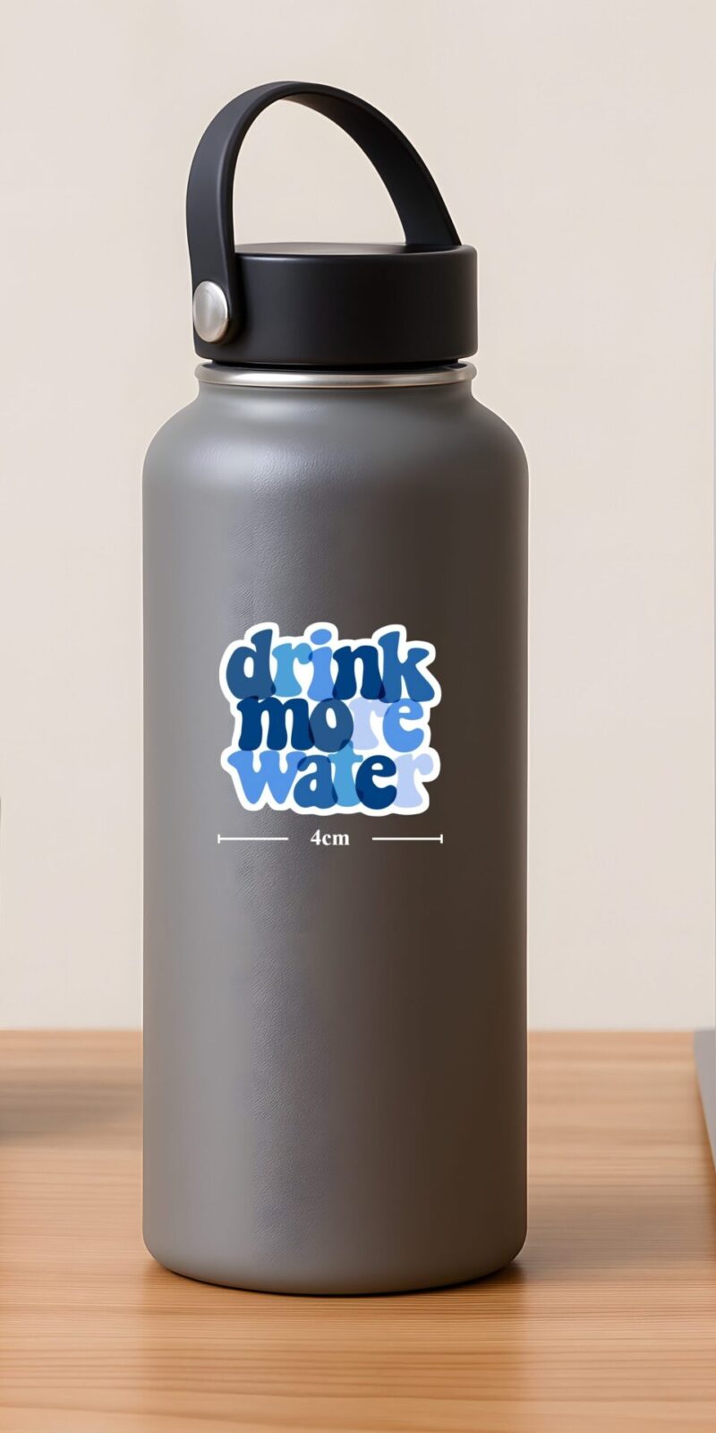 Shop the Drink More Water Sticker in bold retro blue. Perfect durable vinyl for bottles laptops and journals.
