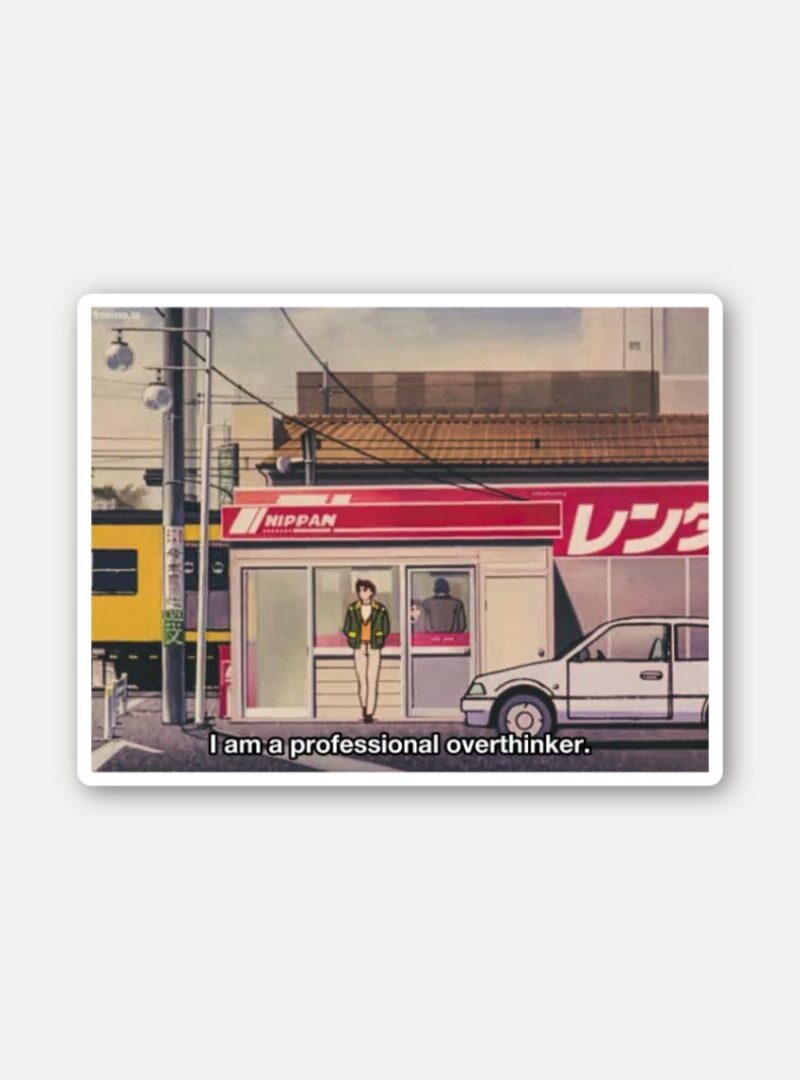 Anime Overthinker Aesthetic Sticker