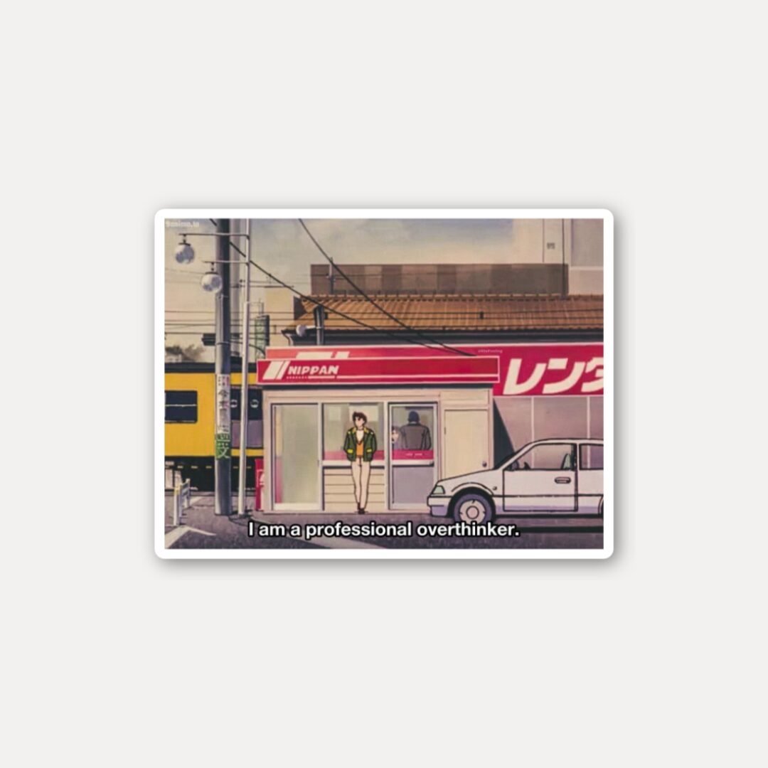 Anime Overthinker Aesthetic Sticker