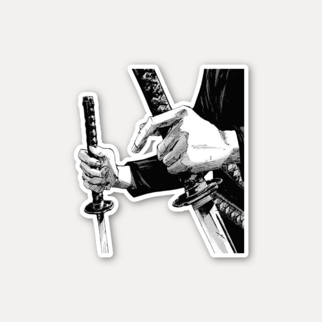 Dual Katana Grip Manga Sticker