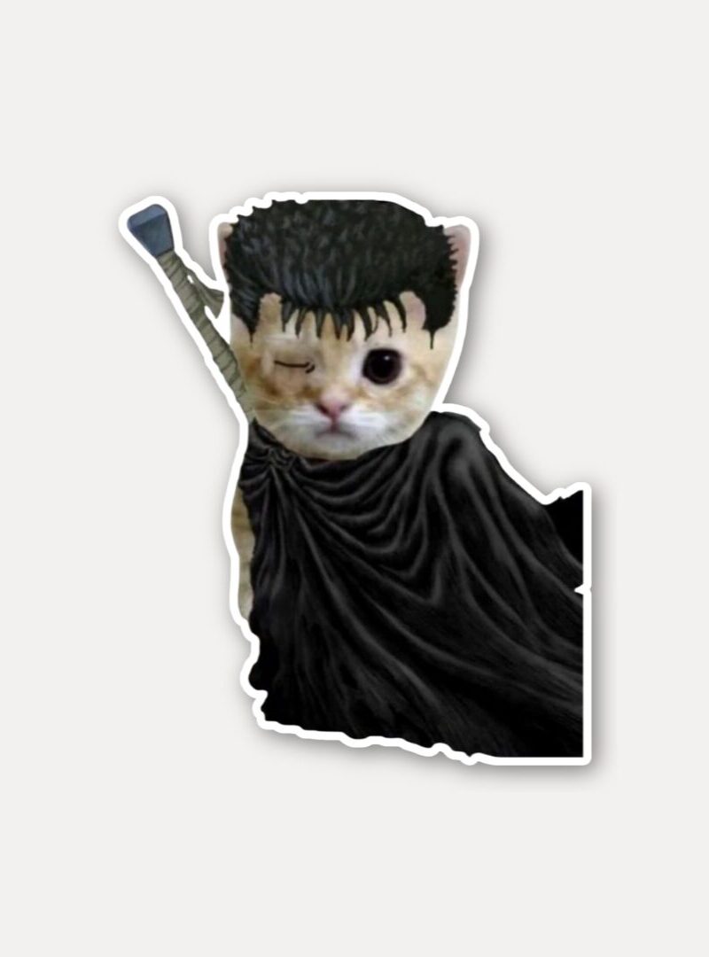Guts Cat Berserk Parody Sticker