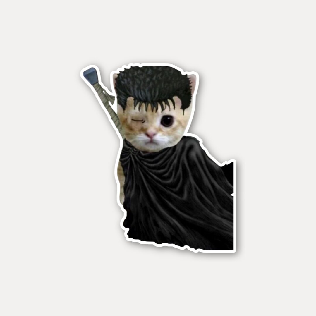 Guts Cat Berserk Parody Sticker