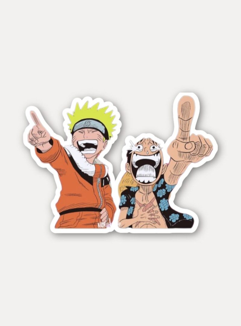 Naruto and Luffy Laugh Out Loud Sticker
