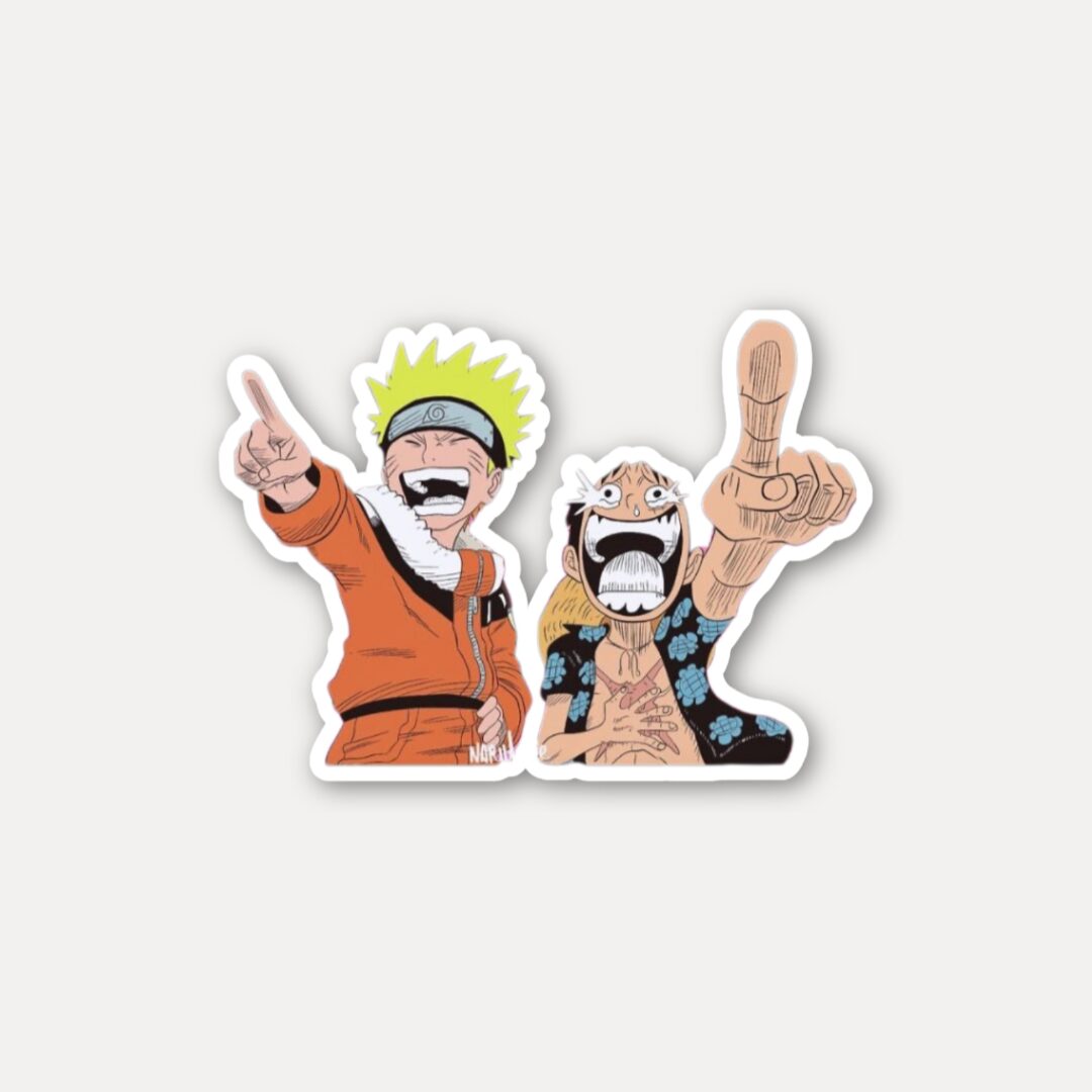 Naruto and Luffy Laugh Out Loud Sticker