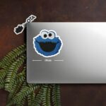 Blue Monster Face Cookie Sticker
