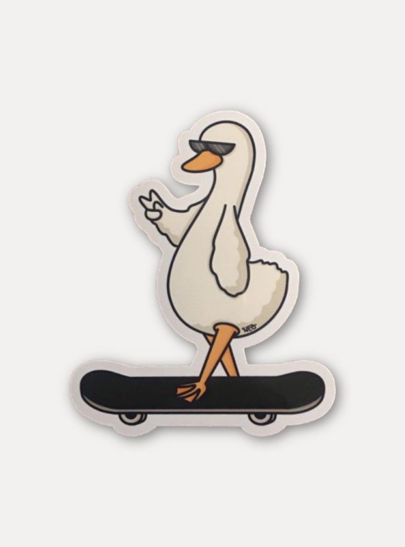 Cool Duck On Skateboard Sticker
