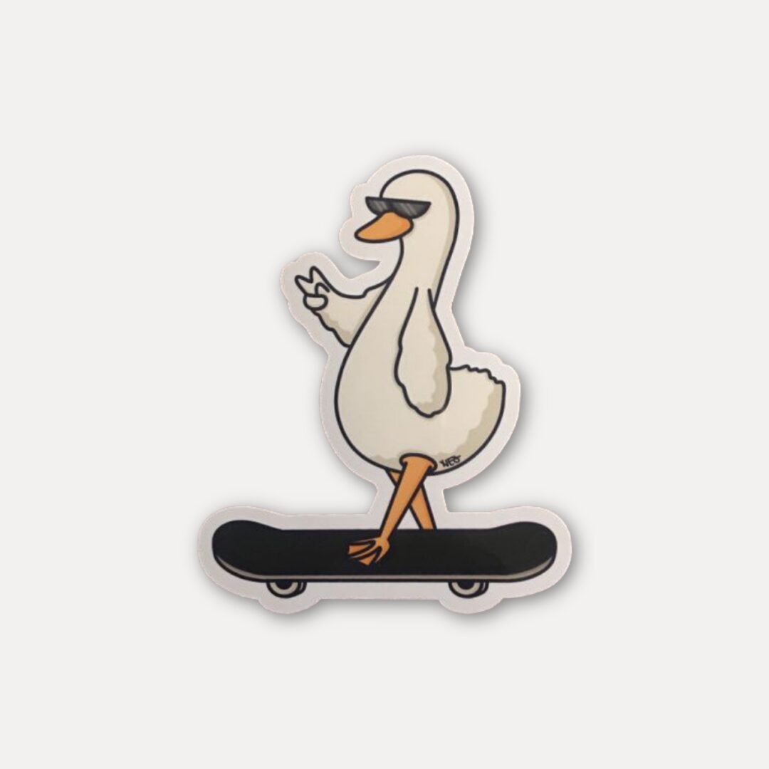 Cool Duck On Skateboard Sticker