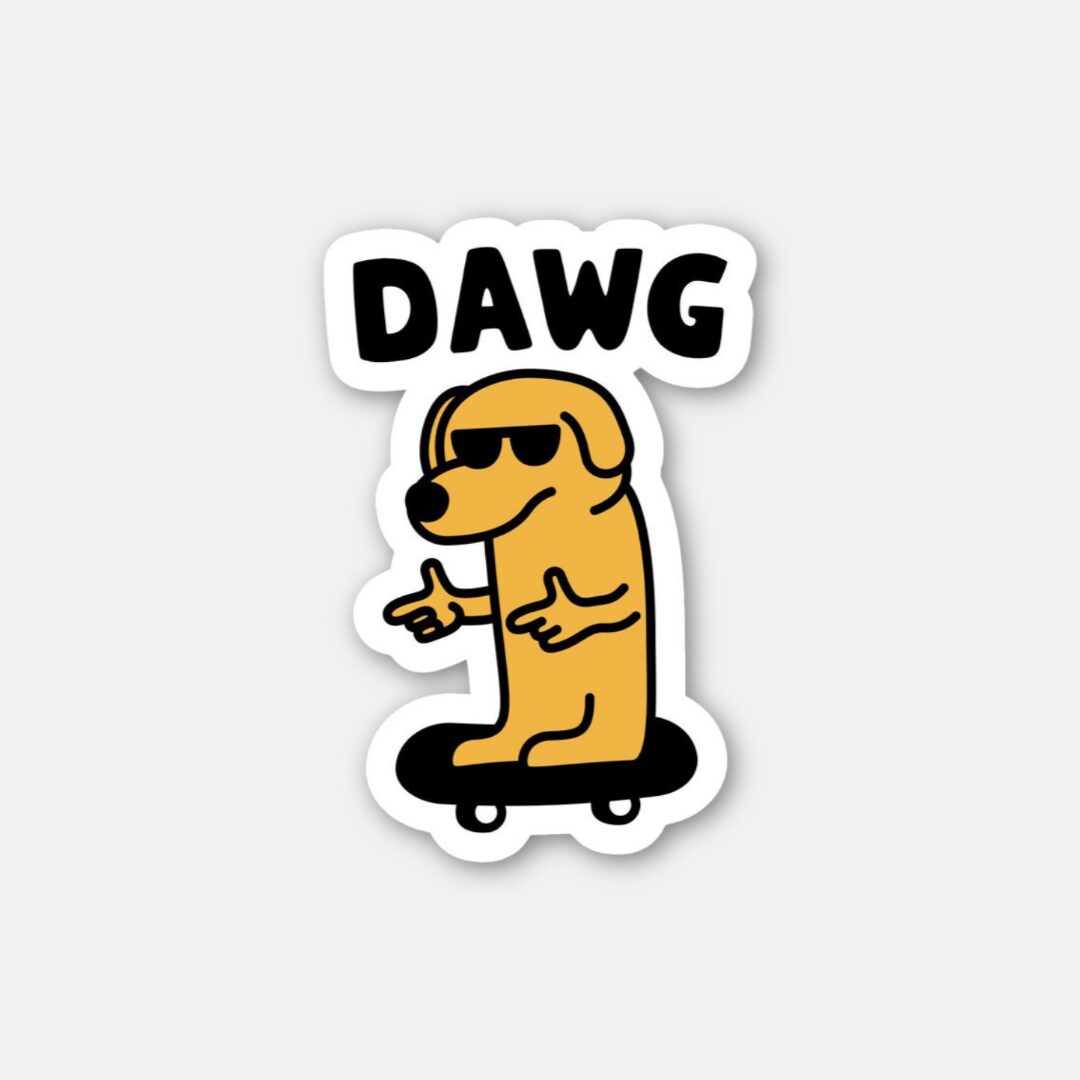 Cool Skater DAWG Dog Sticker