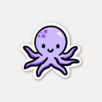 Cute Purple Octopus Animal Sticker
