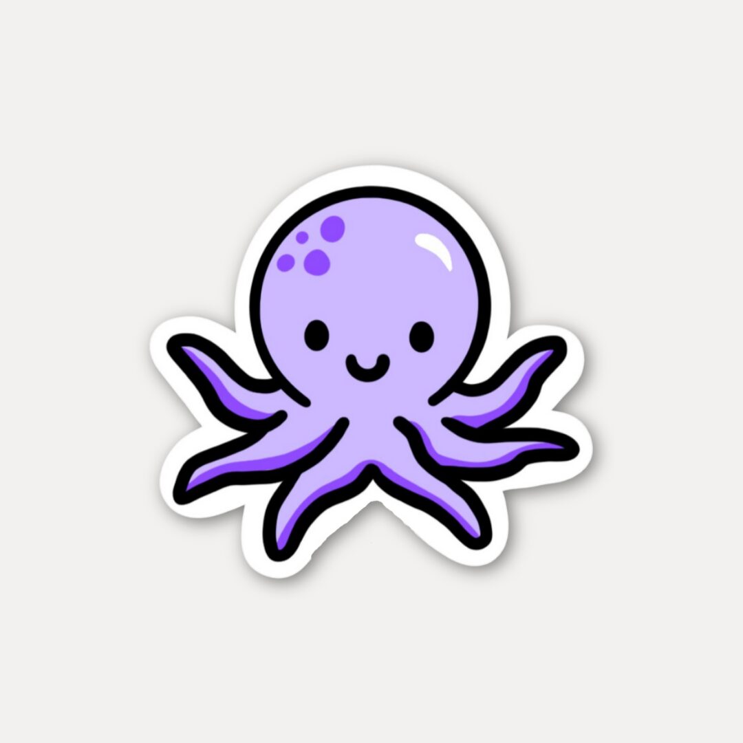 Cute Purple Octopus Animal Sticker