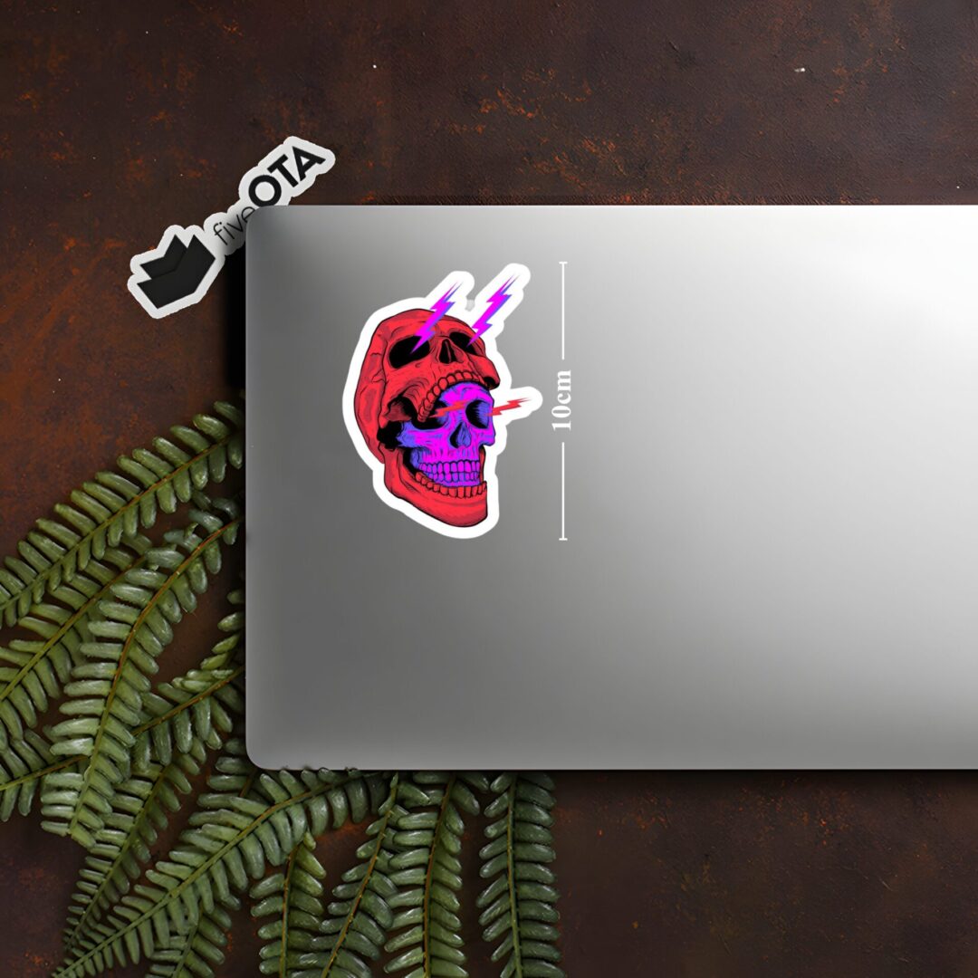 Double Skull Electric Bolt Sticker