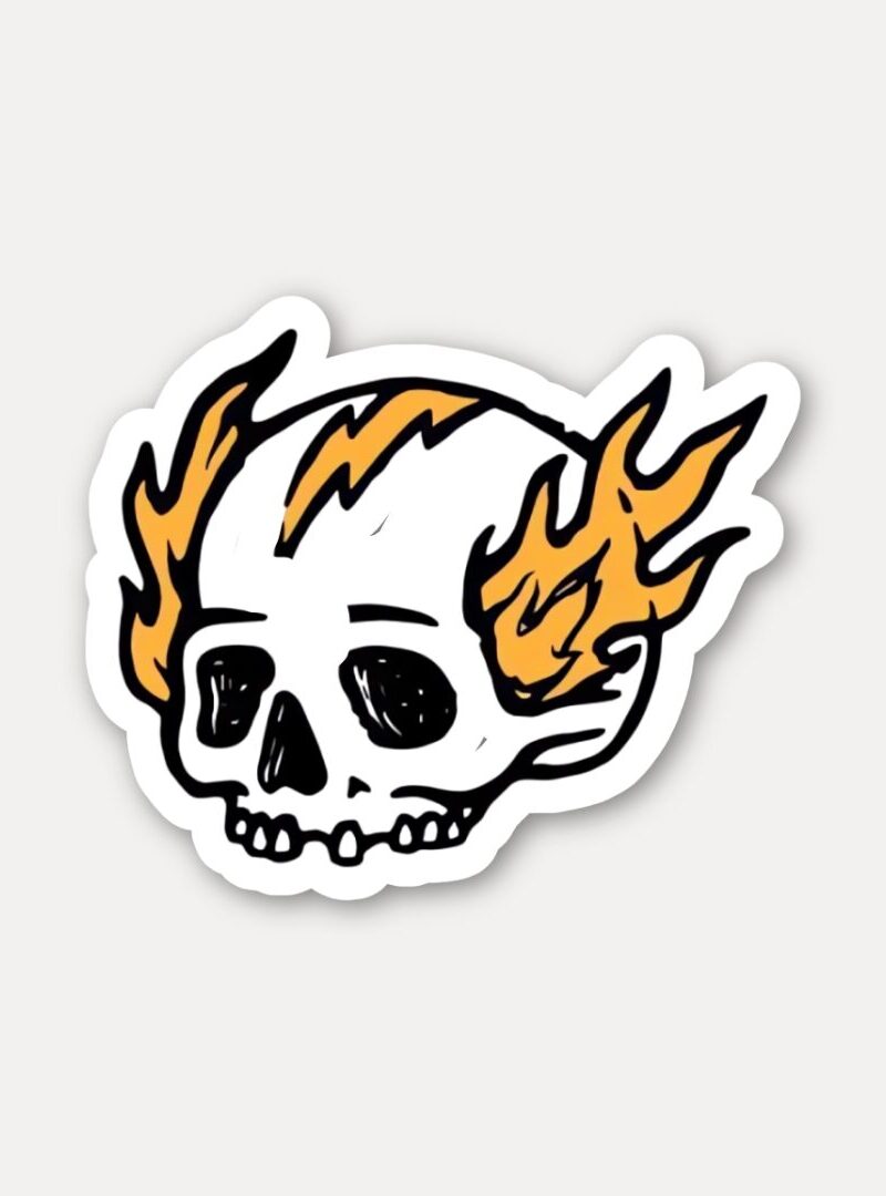 Electric Bolt Flaming Skull Sticker