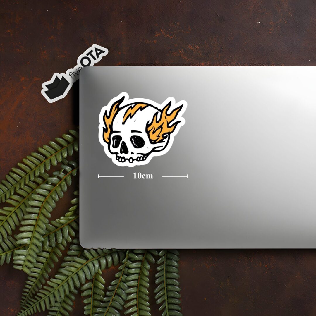 Electric Bolt Flaming Skull Sticker