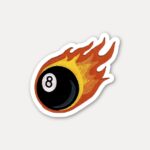 Flaming 8 Ball Lucky Tattoo Stickers