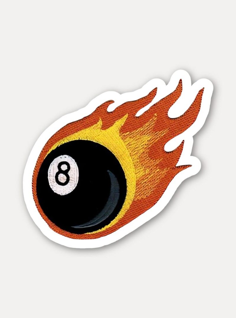 Flaming 8 Ball Lucky Tattoo Stickers