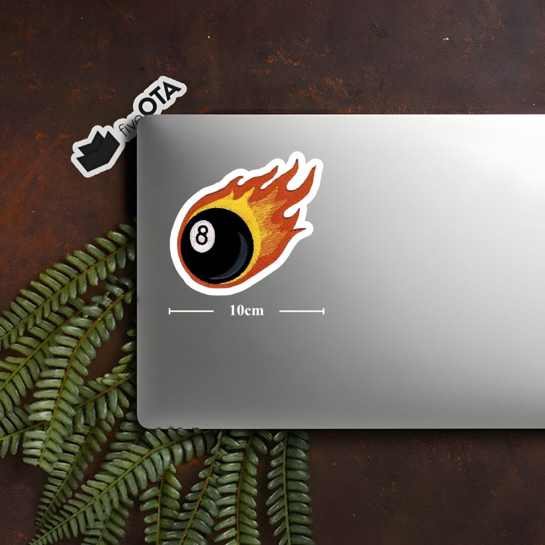 Flaming 8 Ball Lucky Tattoo Stickers