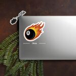 Flaming 8 Ball Lucky Tattoo Stickers