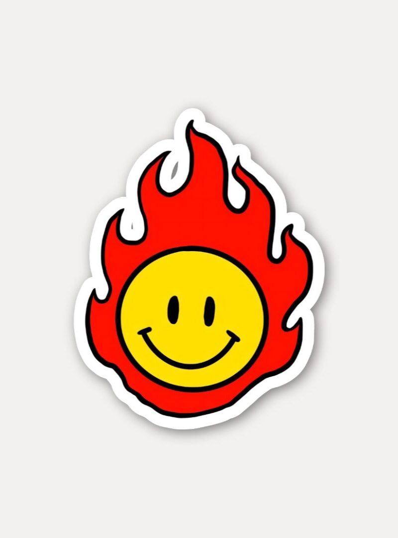 Flaming Eyes White Skull Sticker