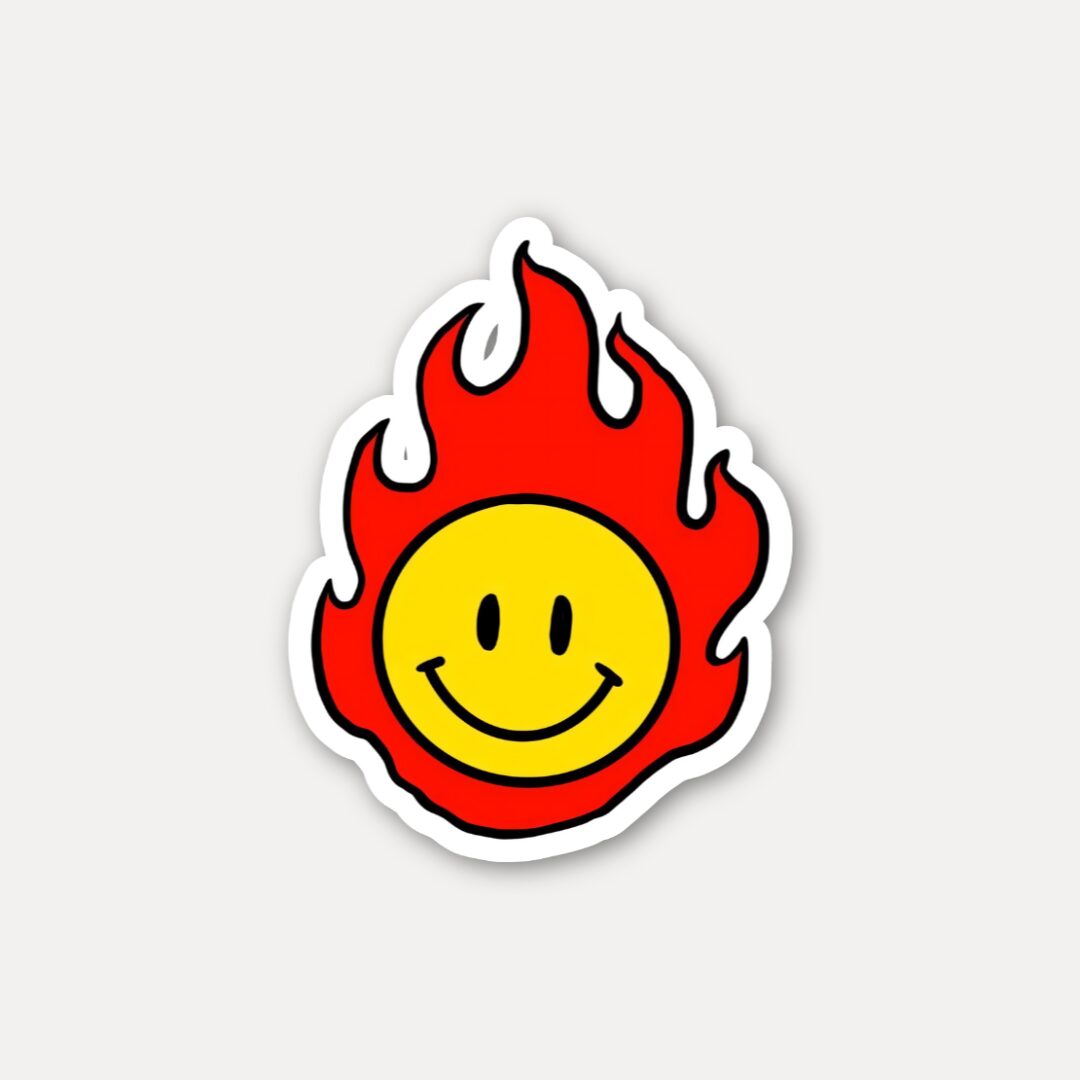 Flaming Eyes White Skull Sticker