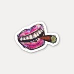 Graffiti Lips Smoking Blunt Sticker