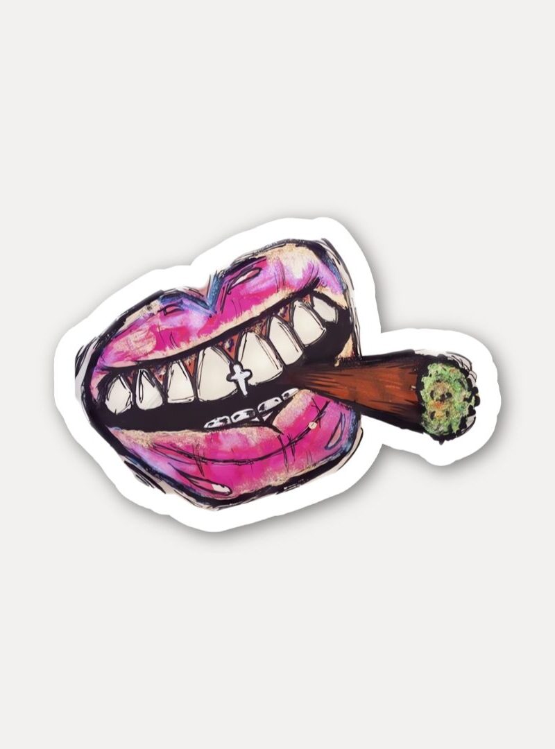 Graffiti Lips Smoking Blunt Sticker