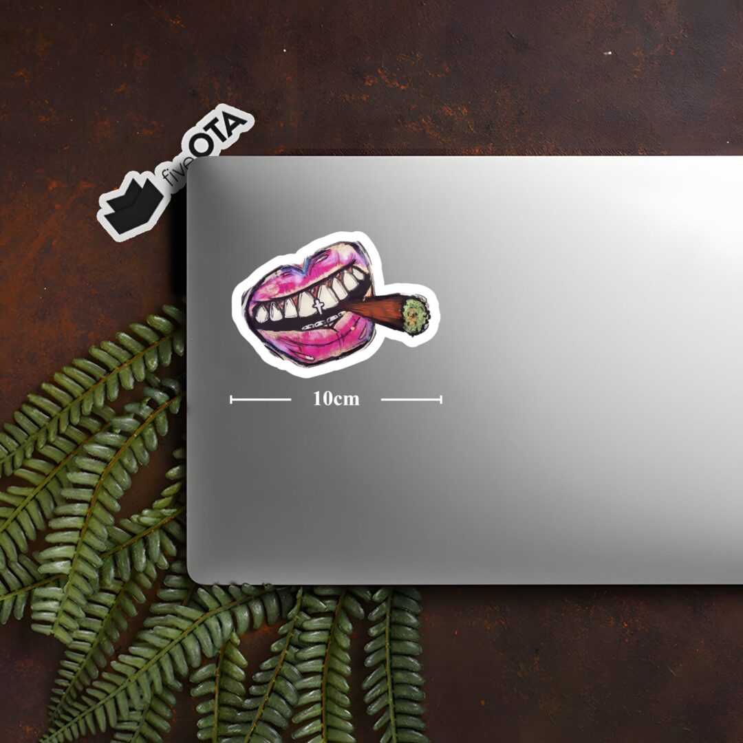 Graffiti Lips Smoking Blunt Sticker