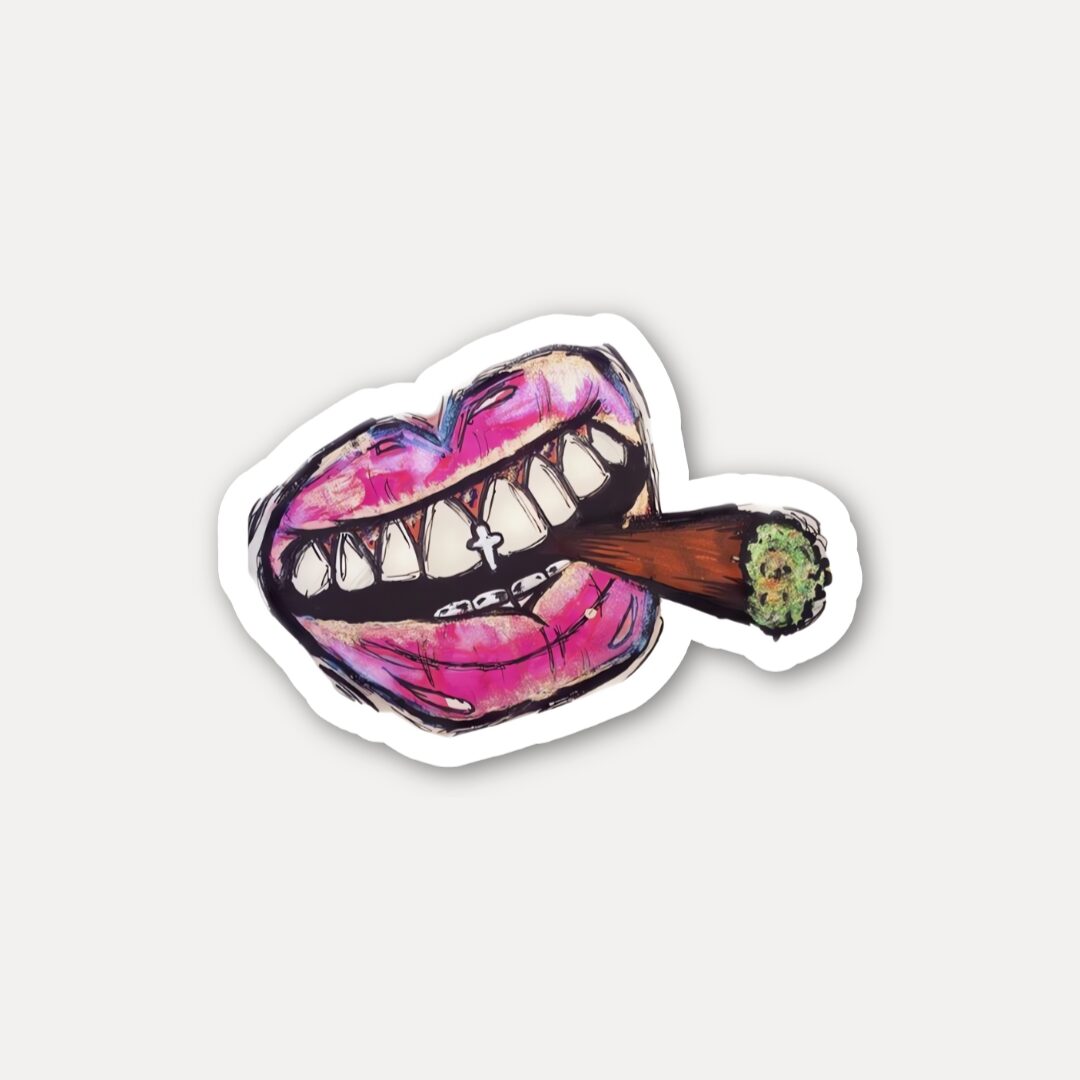 Graffiti Lips Smoking Blunt Sticker