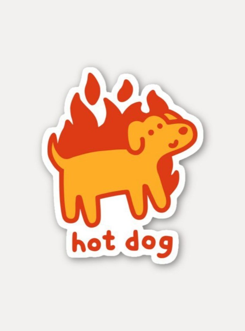 Hot Dog Fire Animal Sticker