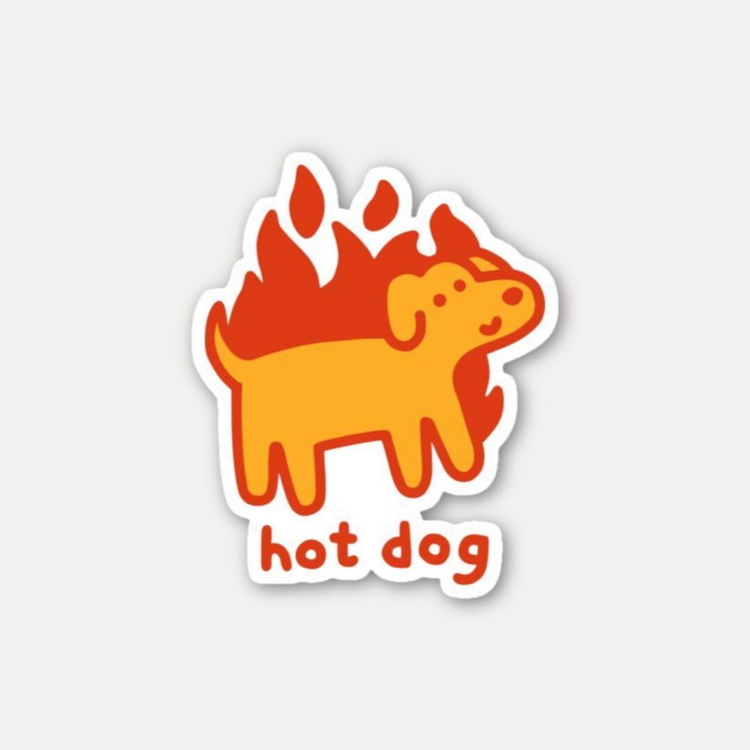 Hot Dog Fire Animal Sticker
