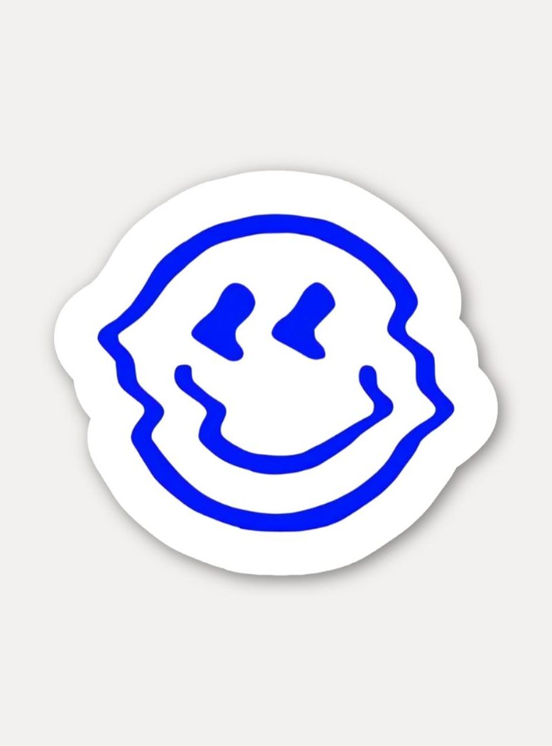 Melting Blue Trippy Smiley Sticker