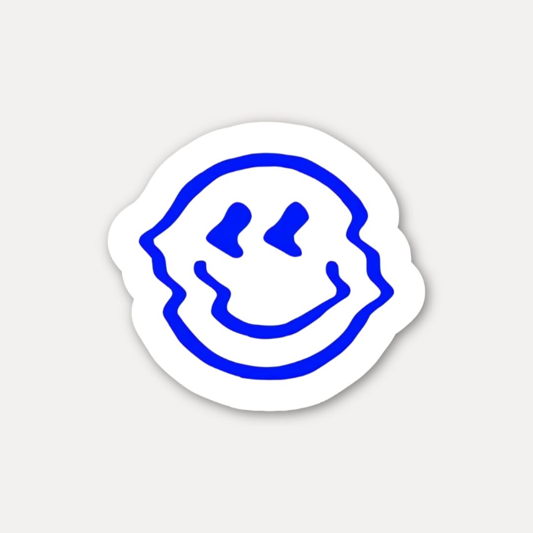 Melting Blue Trippy Smiley Sticker
