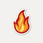 Red flame embroidered stickers