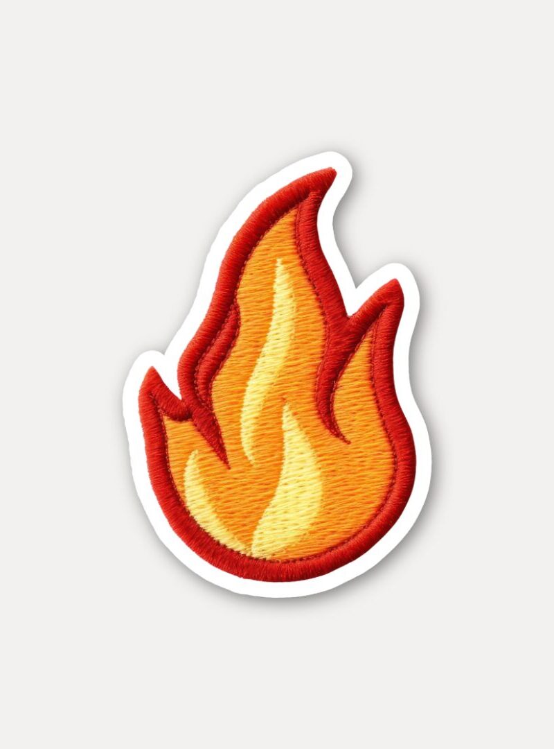 Red flame embroidered stickers