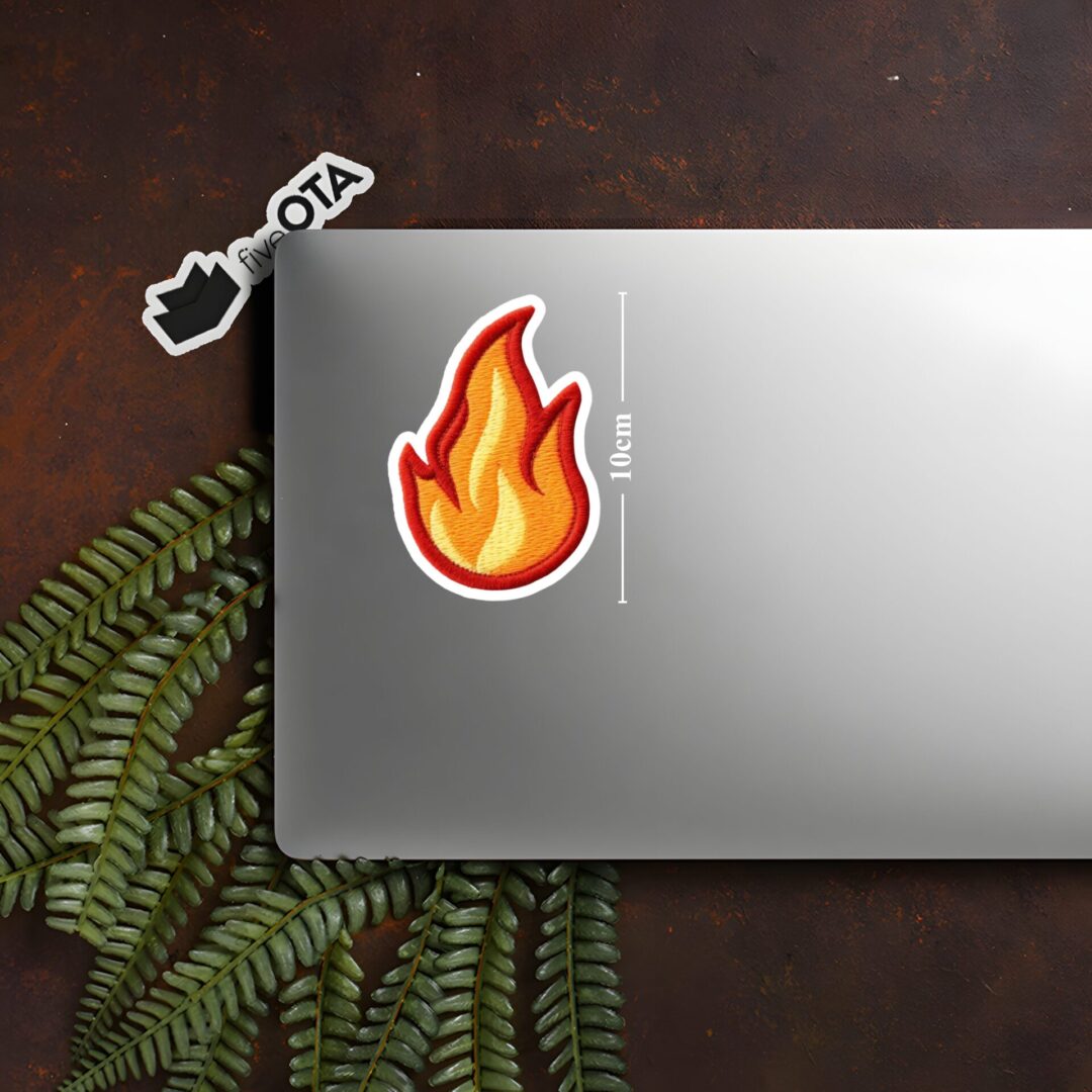 Red flame embroidered stickers